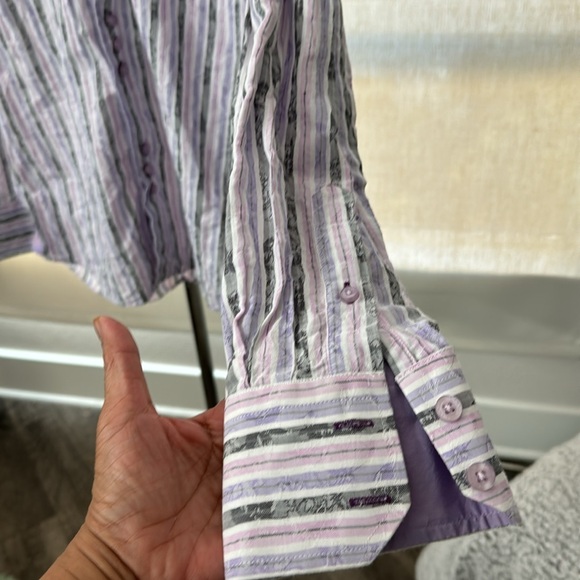 COOGI Luxe EUC Men’s Purple, Lavender, White and Gray Stripped Shirt - Picture 7 of 17